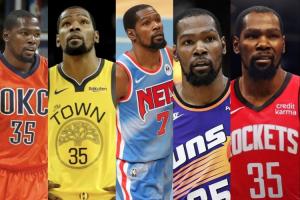 最強(qiáng)雇傭兵！杜蘭特十年五隊(duì)快集滿彩虹球衣了