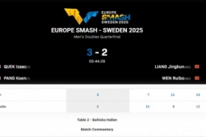 梁靖崑/溫瑞博2-3不敵新加坡組合，無緣WTT瑞典站男雙四強