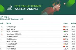 王楚欽重返世界第一！男單世界排名：林詩棟第2，雨果超張本升第3