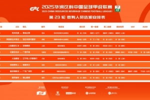 中甲23輪裁判安排：唐順齊擔(dān)任焦點戰(zhàn)重慶銅梁龍VS廣州豹VAR裁判