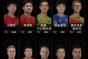 WTT世界排名：王楚欽、林詩(shī)棟男單前二，國(guó)乒包攬女單前五