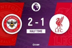 半場(chǎng)-利物浦暫1-2布倫特福德 手榴彈戰(zhàn)術(shù)瓦塔拉閃擊沙德單刀破門