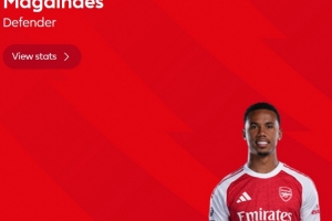 6次解圍，英超官方：加布里埃爾當選阿森納1-0水晶宮全場最佳