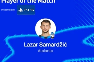 89分鐘絕殺，歐冠官方：薩馬爾季奇當(dāng)選亞特蘭大1-0馬賽最佳球員