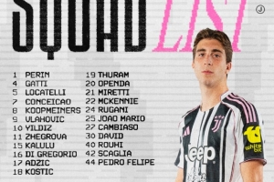 尤文本輪意甲都靈德比名單：伊爾迪茲領(lǐng)銜，DV9、小孔塞桑在列