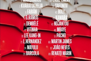 巴黎對陣雷恩大名單：登貝萊、K77領銜，貝拉爾多、扎巴爾尼缺席